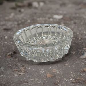 Vintage Heavy Clear Glass Ashtray 5.5” Round – Indonesia – Grannycore Prop Decor